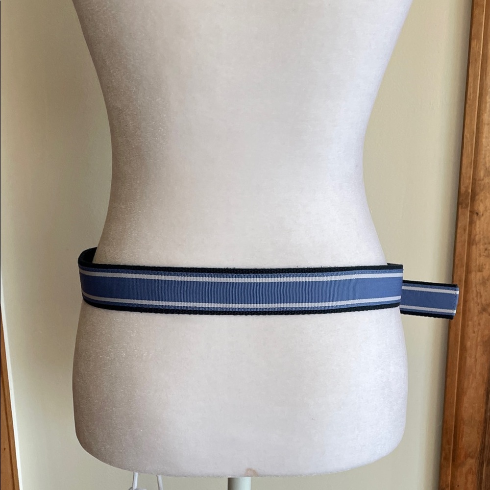 VINEYARD VINES D-Ring Webbed Cotton Navy and Light Blue Stripe Belt M - Picture 11 of 14
